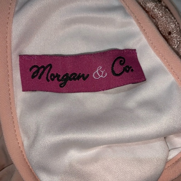 Juniors Morgan & co formal midi dress gown prom small pink keyhole back sequins - Picture 8 of 9